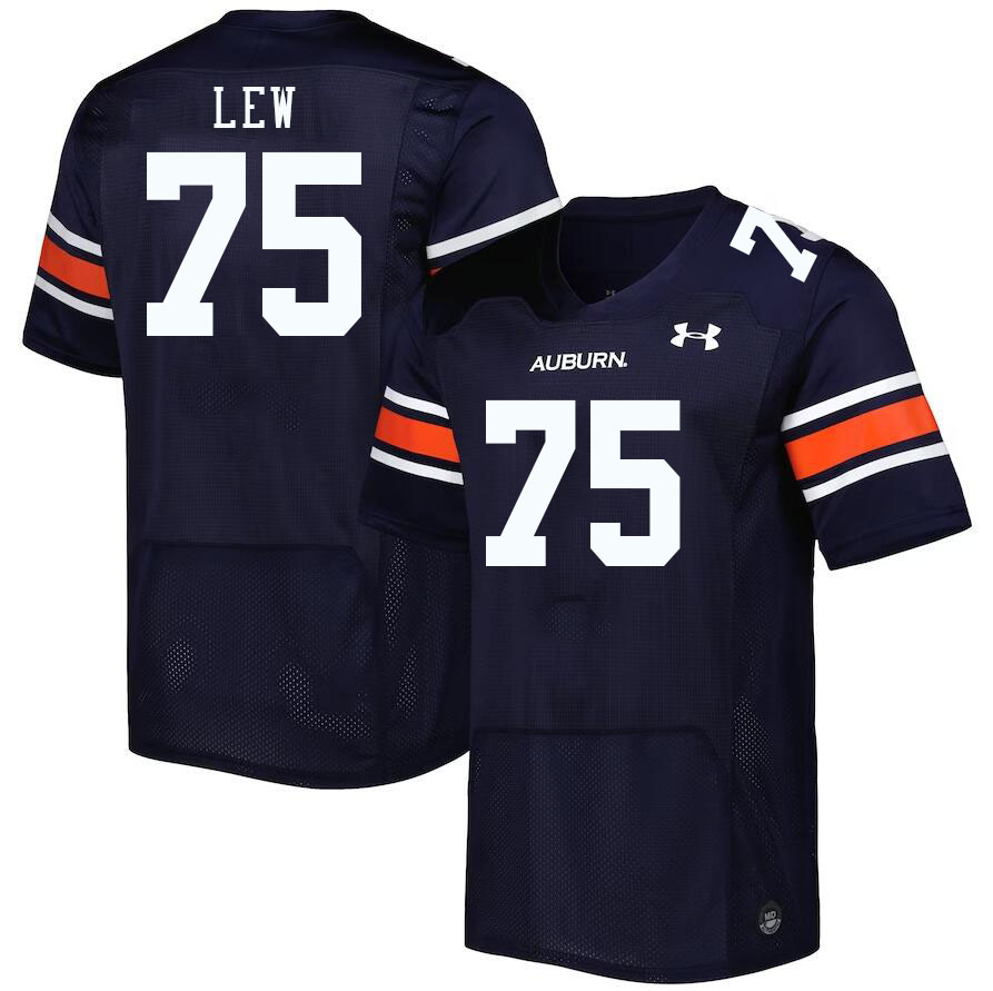 Men #75 Connor Lew Auburn Tigers College Football Jerseys Stitched-Navy